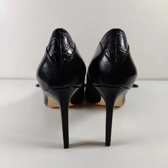 Sam Edelman Black Leather Pointed Toe Stiletto Pumps W13 Classic - Picture 4 of 9